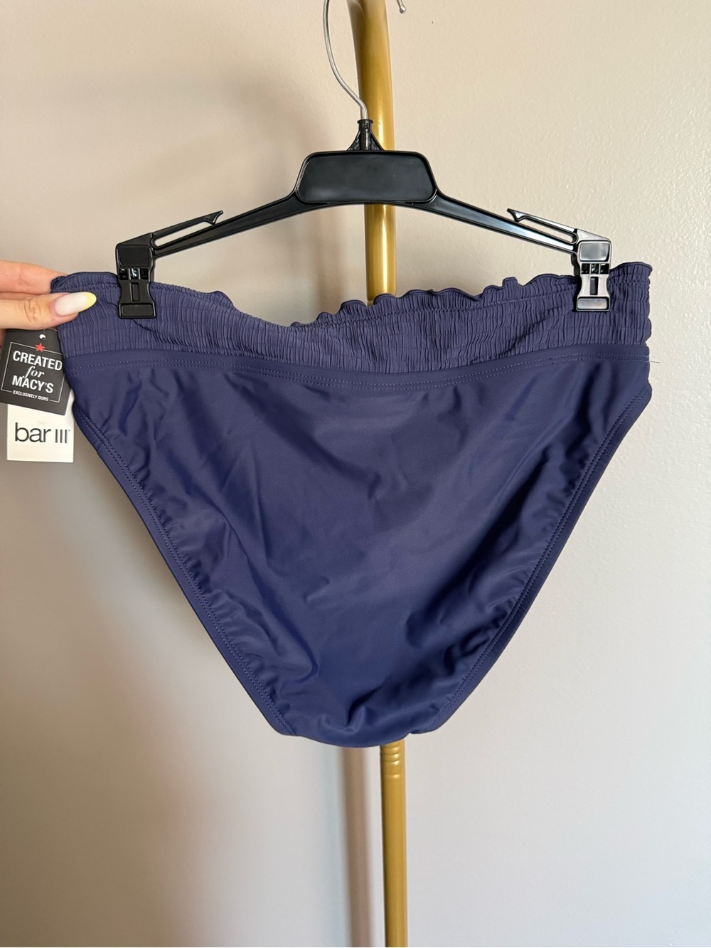 NWT Bar III Heatwave Solids Shirred Bikini Bottom – Medium (Near Nautical Blue) - Picture 4 of 4